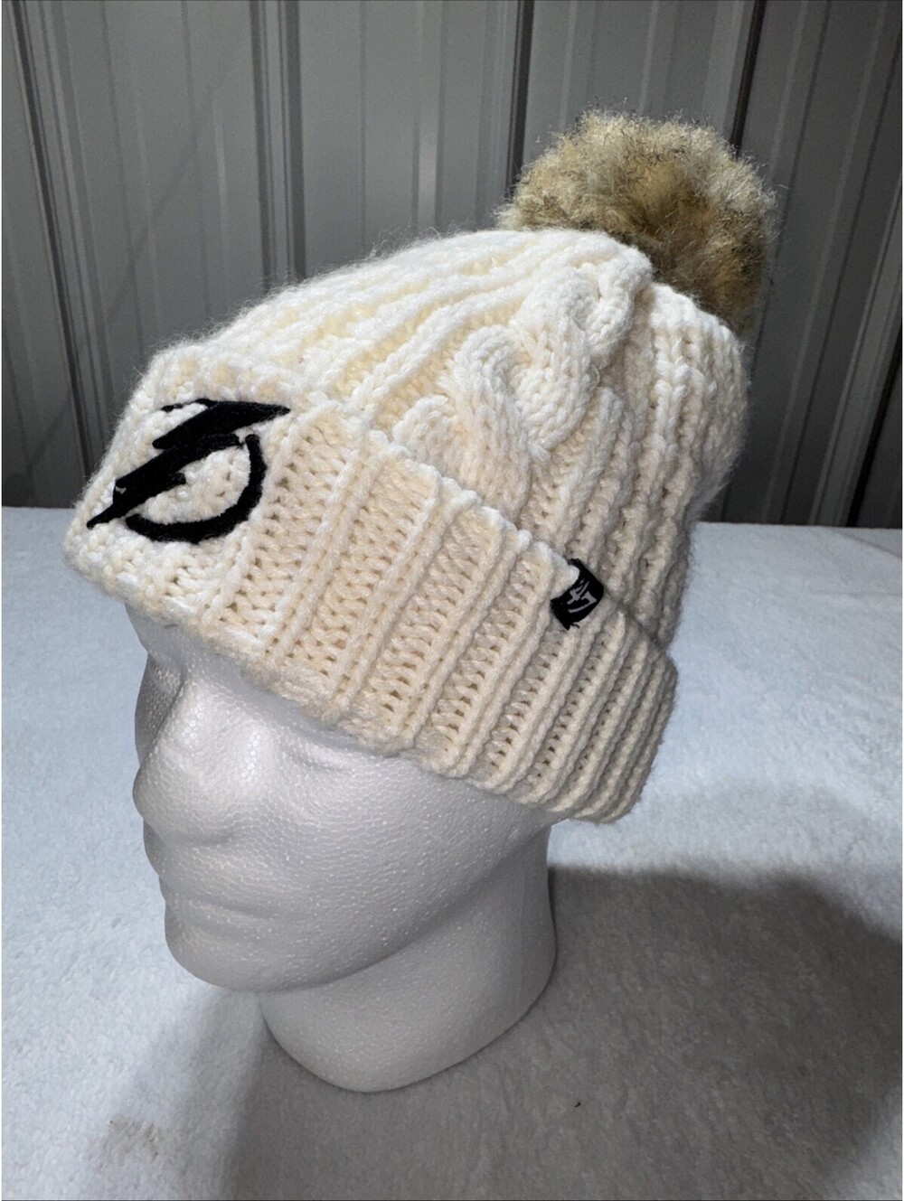 47BRAND TAMPA BAY LIGHTNING WOMEN'S MEEKO CUFF KNIT HAT, WHITE CREAM, ONE SIZE